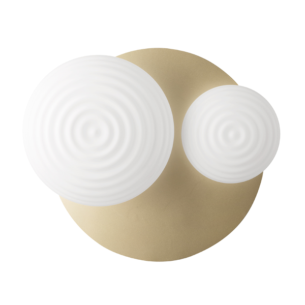 D52 cm TONDO Deckenleuchte mit Gold-Metallsockel und 2 Glasdiffusoren