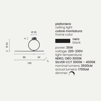 Plafón plafón LED 35W - moderno ACROBAT 40 Negro