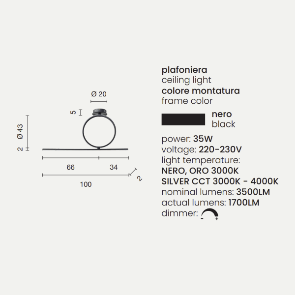 Plafón plafón LED 35W - moderno ACROBAT 40 Negro