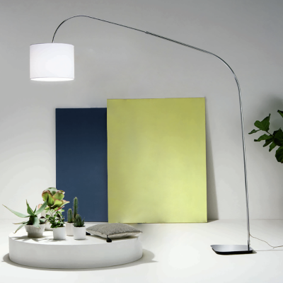 GLAM floor lamp 150x212 cm metal frame and fabric lampshade White