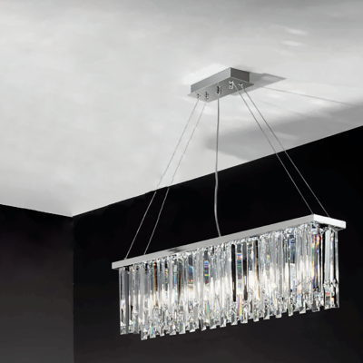 Lámpara de suspensión con 6 luces E14 - BATIDA cristal L87 cm