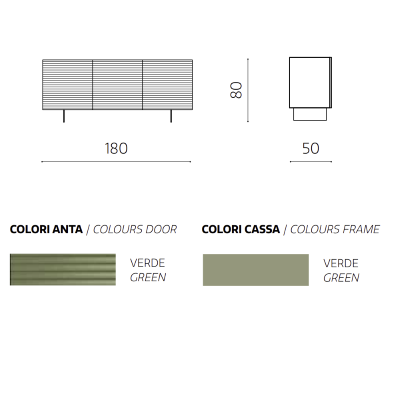 Madia mobile 3 ante scocca in nobilitato ARISA Verde con 2 piedini