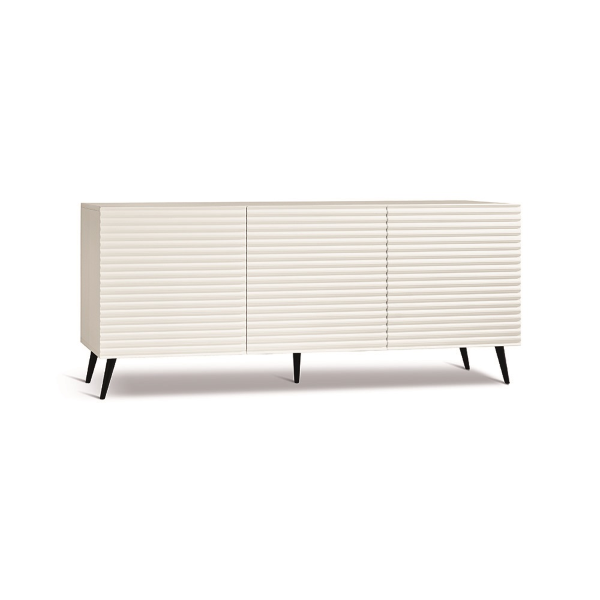 Buffet 180 cm en bois blanc avec 3 portes - ARISA 5 pieds