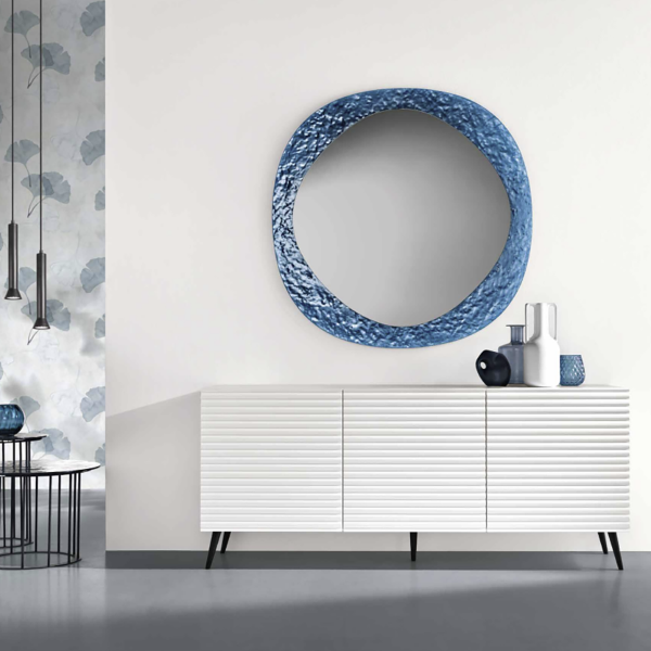 Buffet 180 cm en bois blanc avec 3 portes - ARISA 5 pieds