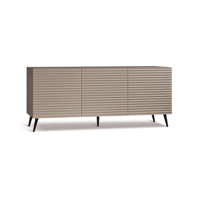 Buffet 180 cm en bois gris tourterelle 3 portes - ARISA 5 pieds