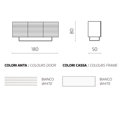 3-door wooden sideboard 180 cm White - ARISA shaped feet