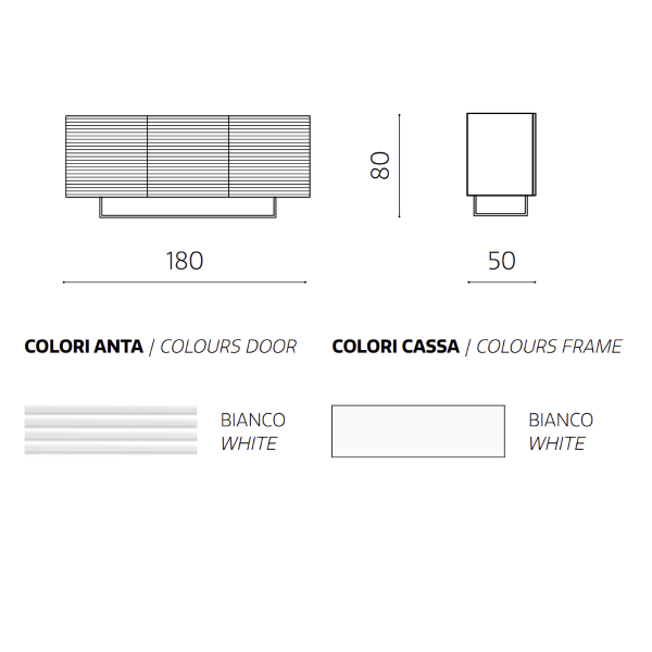 3-door wooden sideboard 180 cm White - ARISA shaped feet