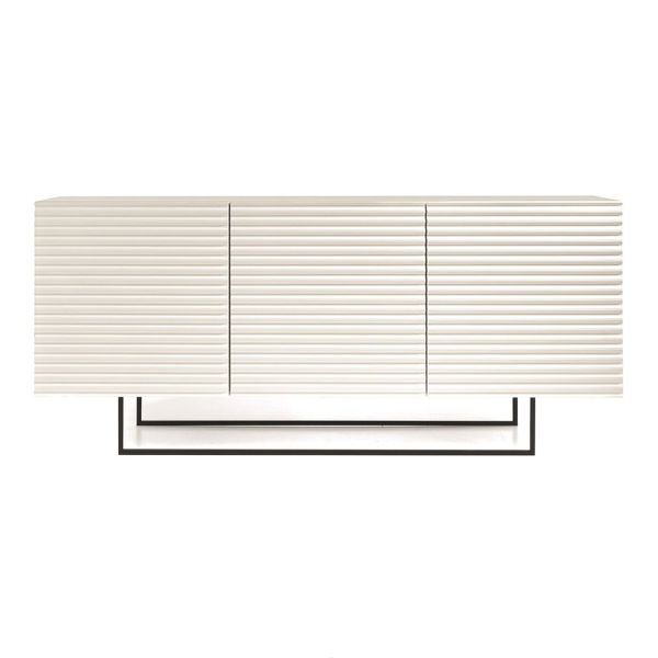 3-door wooden sideboard 180 cm White - ARISA shaped feet