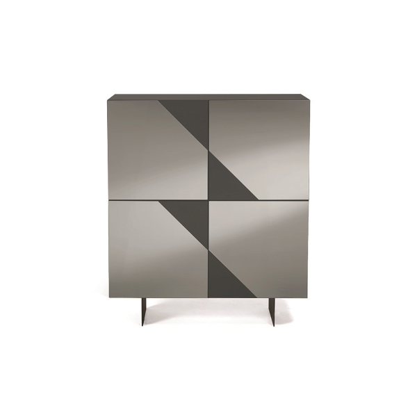 Wooden sideboard 4 doors Anthracite smoked mirror 2 feet - ARTE 120