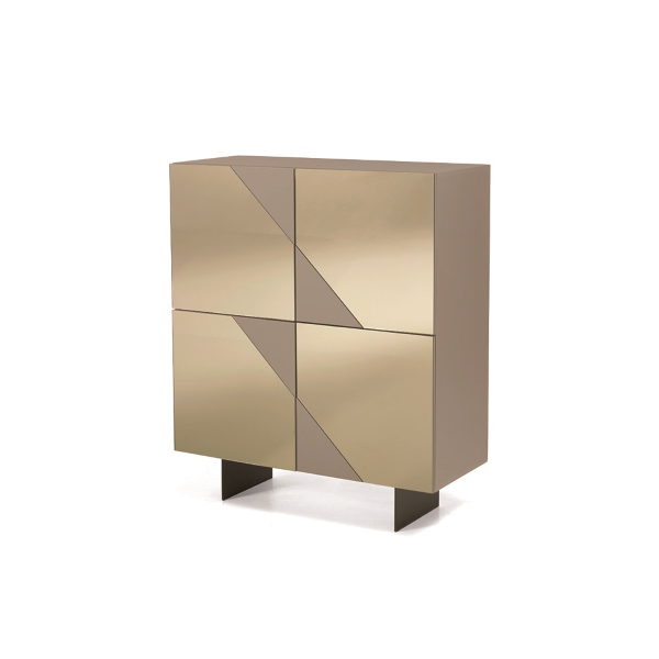 Buffet en bois 4 portes Tortora Bronze miroir 2 pieds - ARTE 120