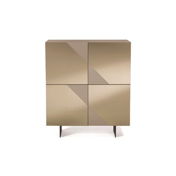 Buffet en bois 4 portes Tortora Bronze miroir 2 pieds - ARTE 120