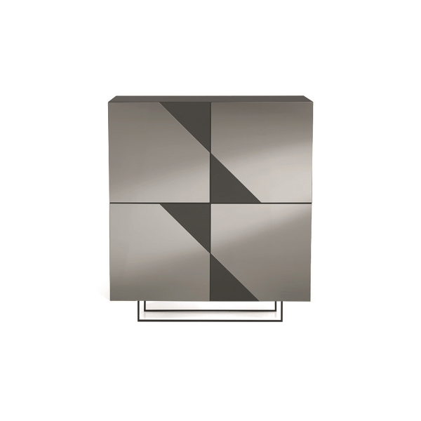 Buffet en bois 4 portes Anthracite Miroir fumé avec pieds façonnés - ARTE 120