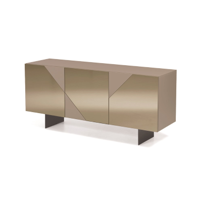 Wooden sideboard 3 doors Tortora Bronze mirror 2 feet - ARTE 180