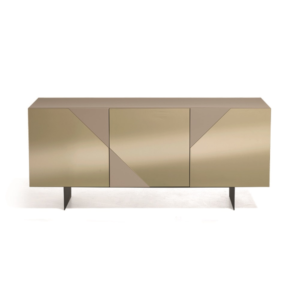 Wooden sideboard 3 doors Tortora Bronze mirror 2 feet - ARTE 180