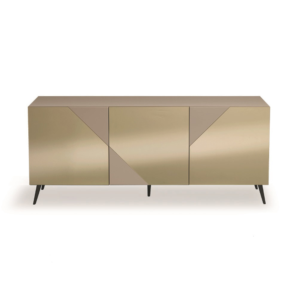 Buffet en bois Tortora avec miroir bronze, 3 portes et 5 pieds - ARTE 180