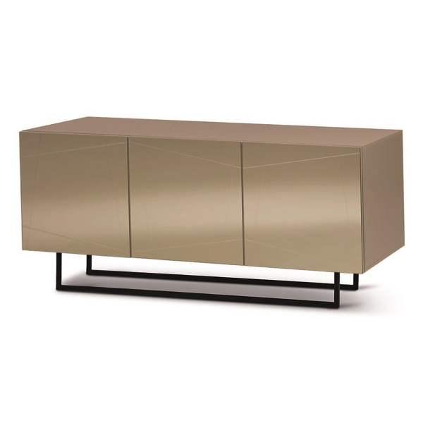 Sideboard with 3 wooden doors 180 cm Tortora Bronze mirror - ISIDE shaped feet