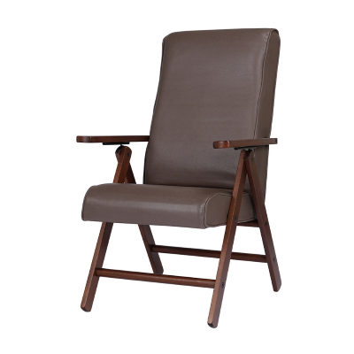 Fauteuil inclinable en bois de hêtre en éco-cuir marron - Molisana