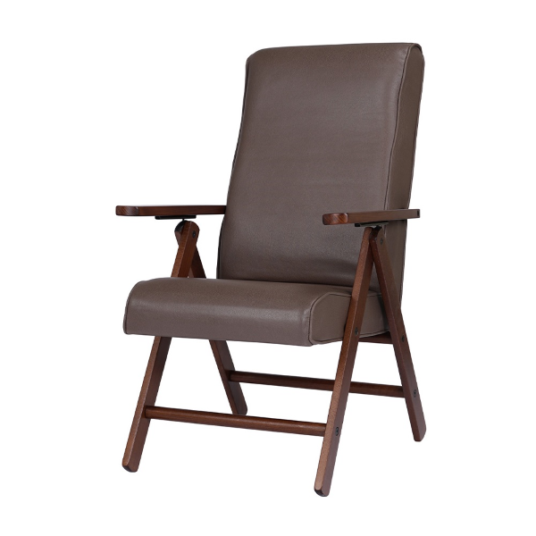 Fauteuil inclinable en bois de hêtre en éco-cuir marron - Molisana