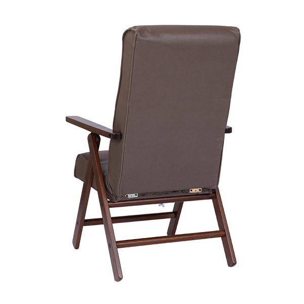 Fauteuil inclinable en bois de hêtre en éco-cuir marron - Molisana