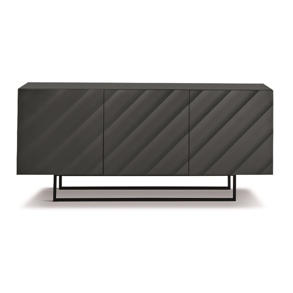 Sideboard with 3 wooden doors 180 cm Anthracite with shaped feet - KALLA