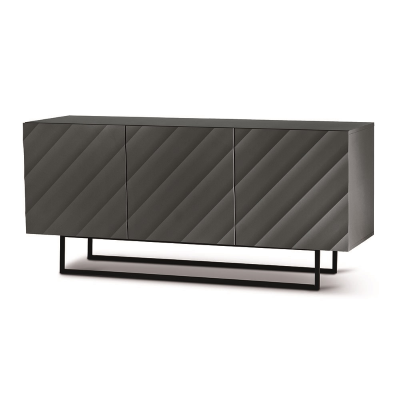 Sideboard with 3 wooden doors 180 cm Anthracite with shaped feet - KALLA