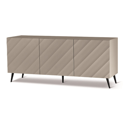 180 cm sideboard in dove gray wood with 3 doors and 5 feet - KALLA