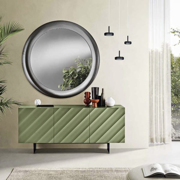 Buffet en bois 180 cm 3 portes Vert 2 pieds - KALLA