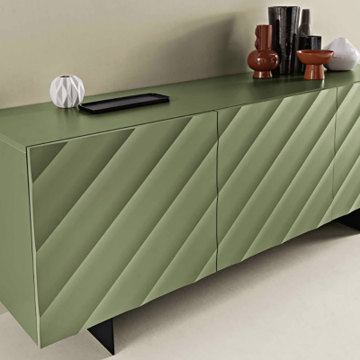 Buffet en bois 180 cm 3 portes Vert 2 pieds - KALLA