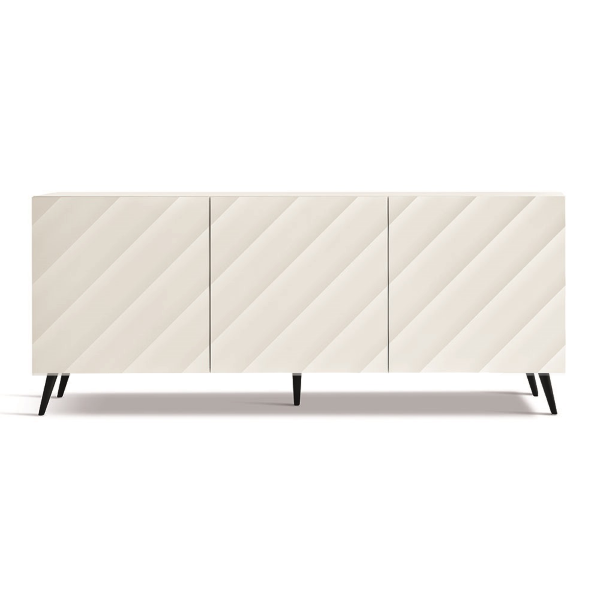 Buffet 180 cm en bois blanc avec 3 portes et 5 pieds - KALLA