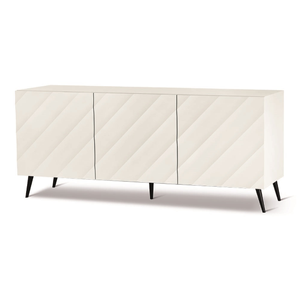 Buffet 180 cm en bois blanc avec 3 portes et 5 pieds - KALLA