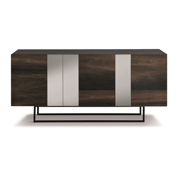 3-door wooden sideboard 180 cm Thermal Oak with shaped feet - ROMEO