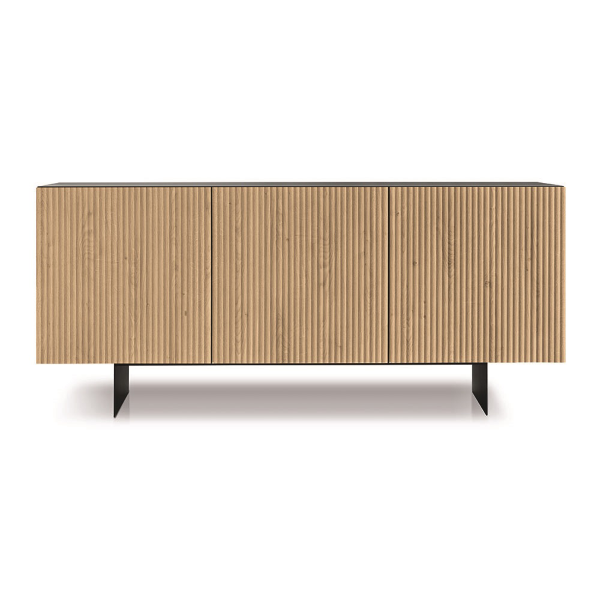 Holz-Sideboard 180 cm 3 Türen in Anthrazit und Eiche mit 2 Füßen - RONDA