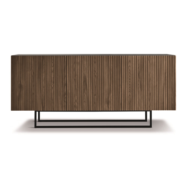 Aparador de madera de 3 puertas 180 cm Antracita y Teca con pies perfilados - RONDA