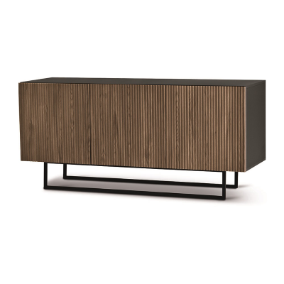 Aparador de madera de 3 puertas 180 cm Antracita y Teca con pies perfilados - RONDA