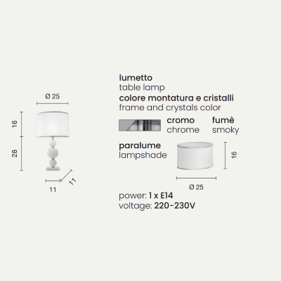 PETITE lampe de table TEBE en verre fumé fait main 25x44 cm