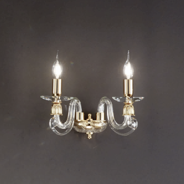 Applique 1396 1 ou 2 lumières en verre et cristal 36 cm