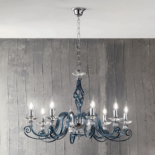 1306 Hängeleuchter aus mundgeblasenem Glas mit 8 Lichtern OCTANIO D84 cm