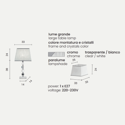 Lampe de table LIVIA en cristal BLANC 33x63 cm 
