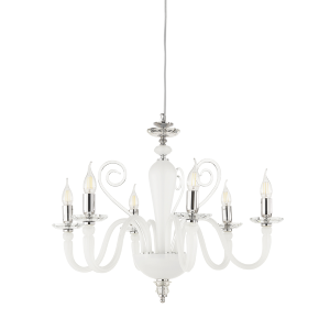 DEBUSSY hanging lamp in hand-worked white satin glass 6 LIGHTS