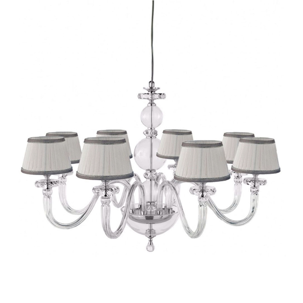 BACH Pendelleuchte mit Lampenschirm aus transparentem Glas 8 CHROME LIGHTS D84 cm