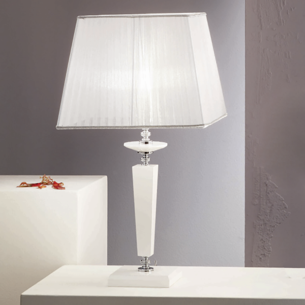 Lampe de table CHERUBINI en verre et cristal optique WHITE 33x64 cm