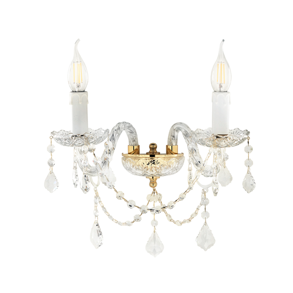 Applique OPERA 37 cm a 2 luci in vetro lavorato a mano Oro