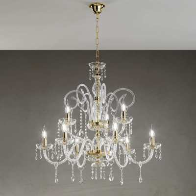 Lampadario a sospensione in cristallo D84 cm MARIATERESA intrecciato 9 luci