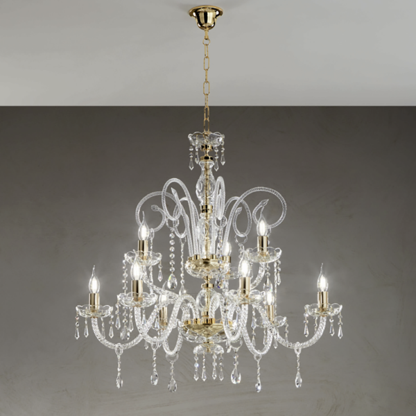 Lampadario a sospensione in cristallo D84 cm MARIATERESA intrecciato 9 luci