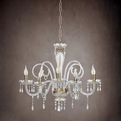 Lampadario a sospensione in cristallo D72 cm MARIATERESA liscio 5 luci
