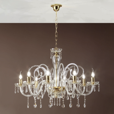 Lampadario a sospensione in cristallo MARIATERESA D82 cm liscio 8 luci