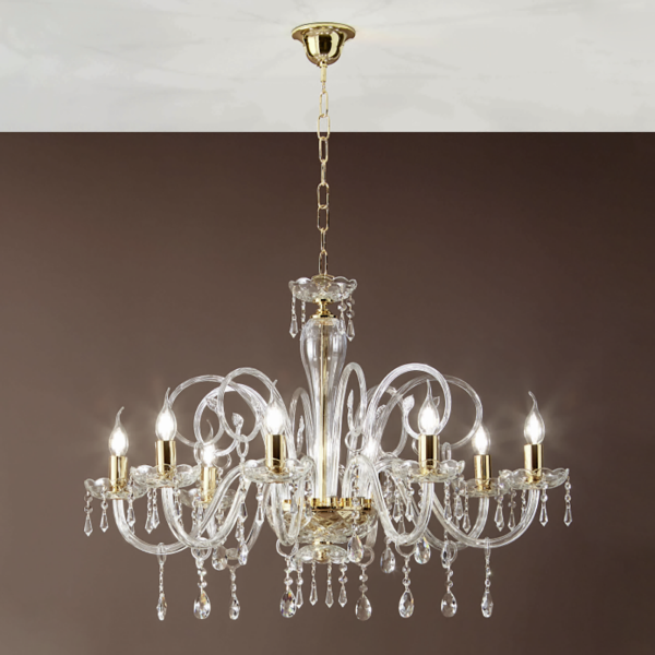 Lampadario a sospensione in cristallo MARIATERESA D82 cm liscio 8 luci