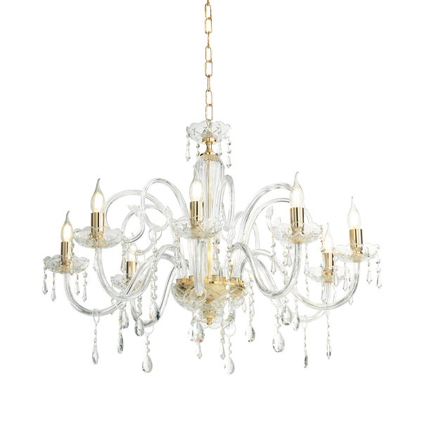 Lampadario a sospensione in cristallo MARIATERESA D82 cm liscio 8 luci