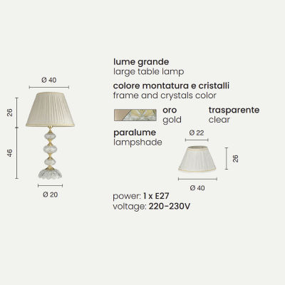 Lámpara de mesa DALLAS a vela  ORO 40x72 cm