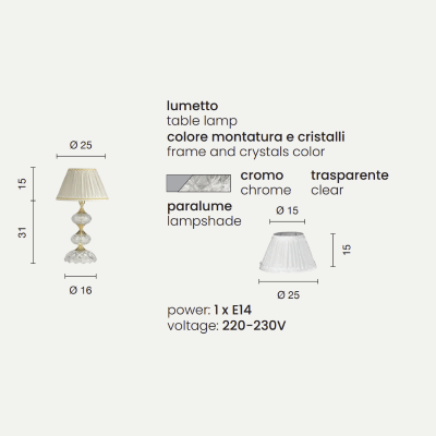 Lampada da tavolo 25x46 cm DALLAS cromo